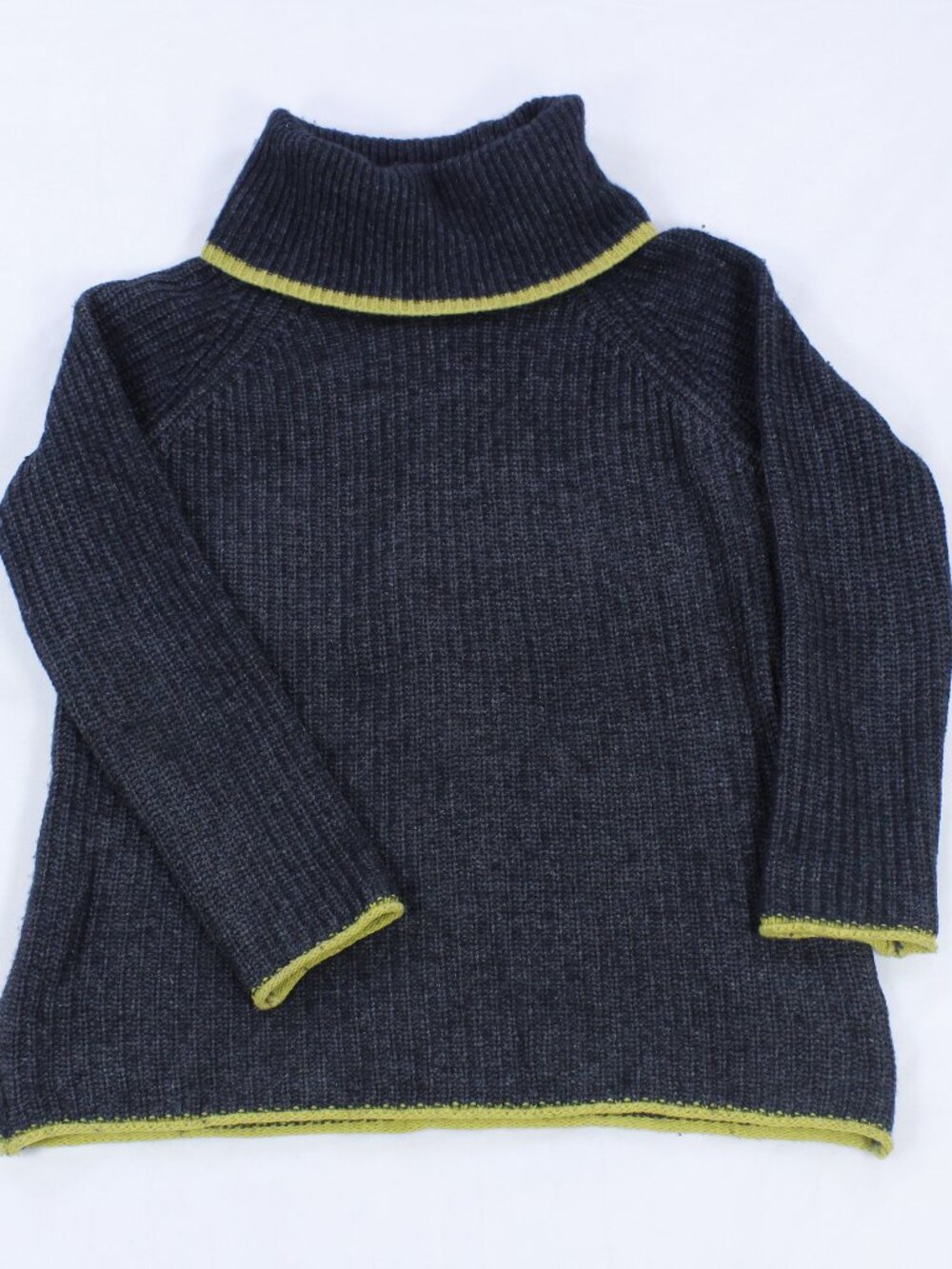 Bartolini Italia Women's Sweater – Charcoal Gray with‎ Lime Green Trim – Size XS